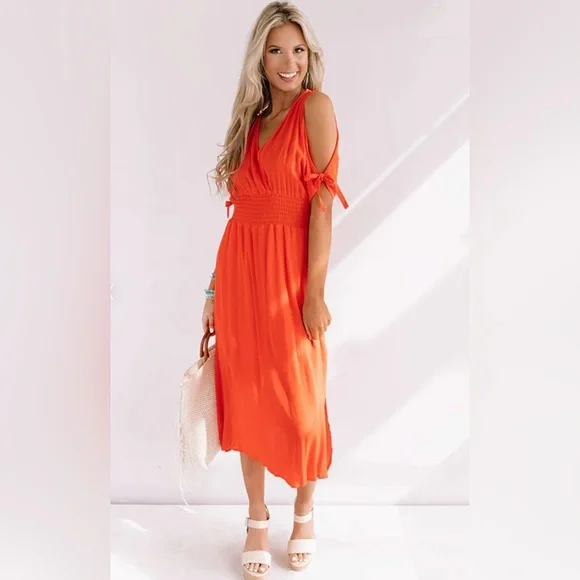 Impressions | Dresses | Impressions Maxi In Tangerine Size S | Poshmark